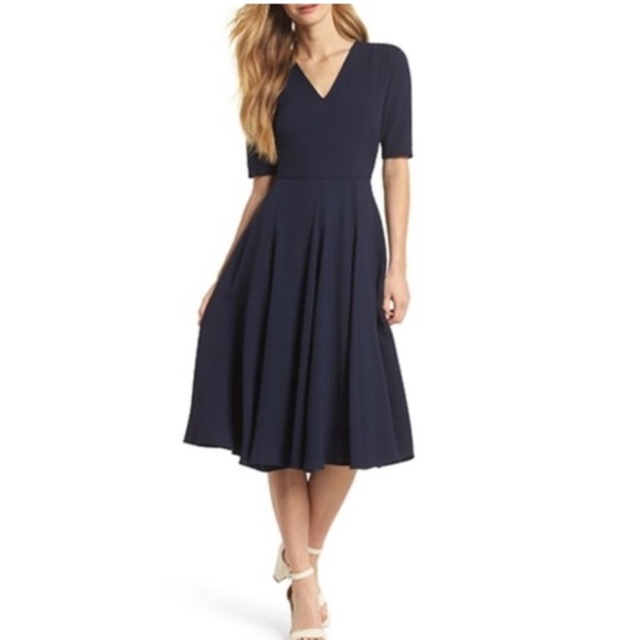 Gal Meets Glam Navy Flare Dress NWT Size 2 - Picture 1 of 7